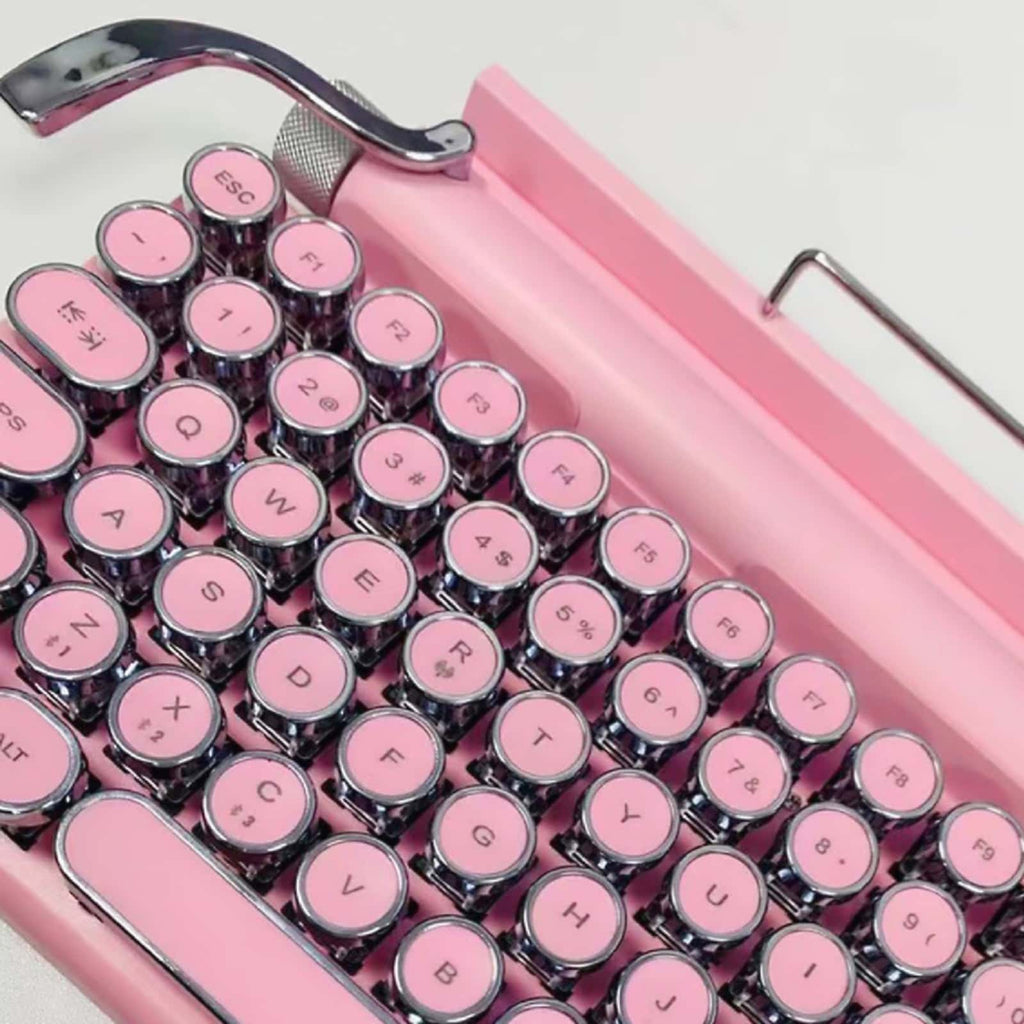 Classic Typewriter Bluetooth Keyboard with Stand – Pink