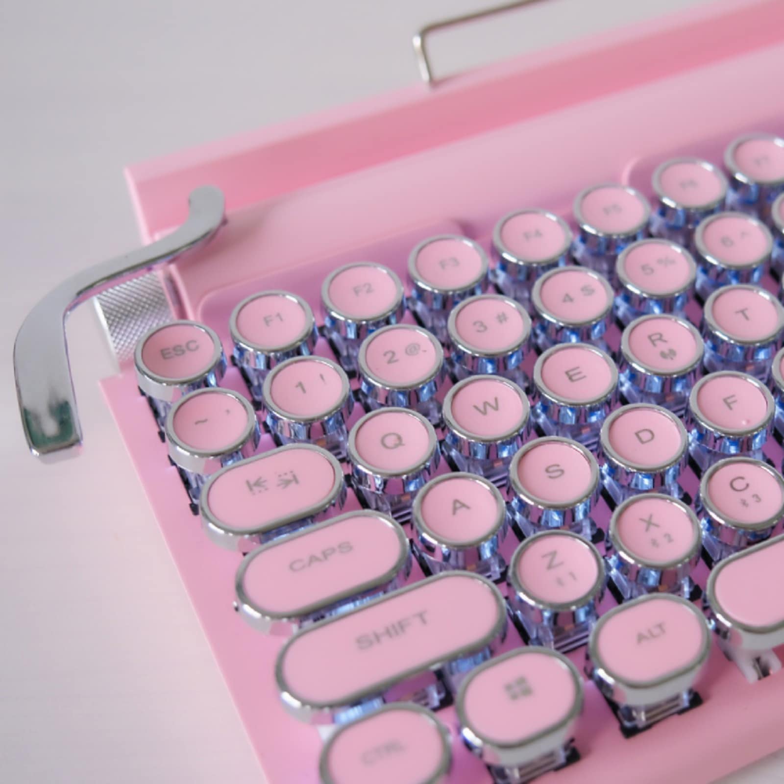 Classic Typewriter Bluetooth Keyboard with Stand – Pink