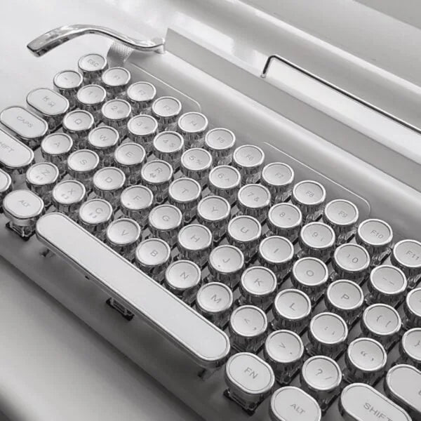 Classic Typewriter Bluetooth Keyboard with Stand – White
