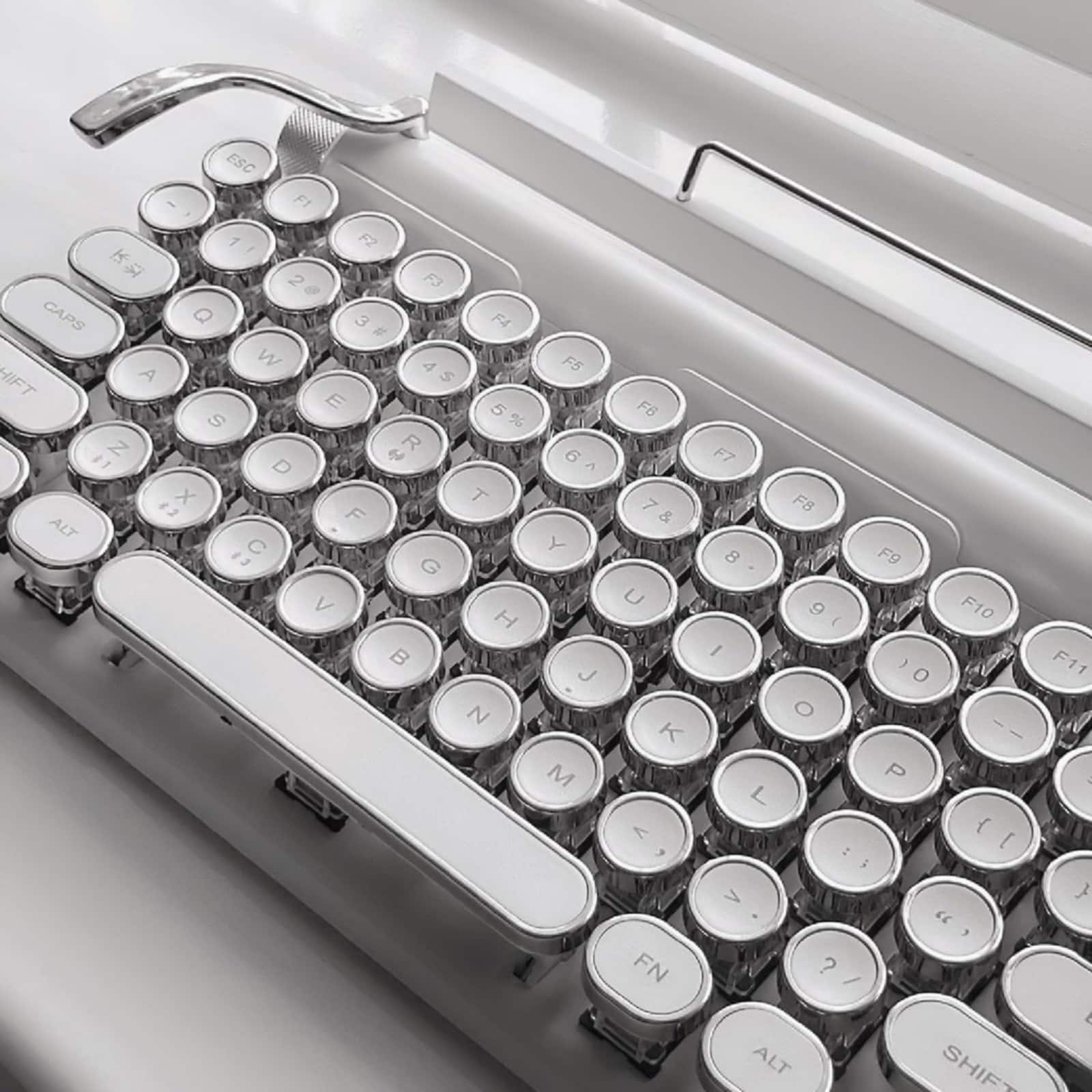 Classic Typewriter Bluetooth Keyboard with Stand – White
