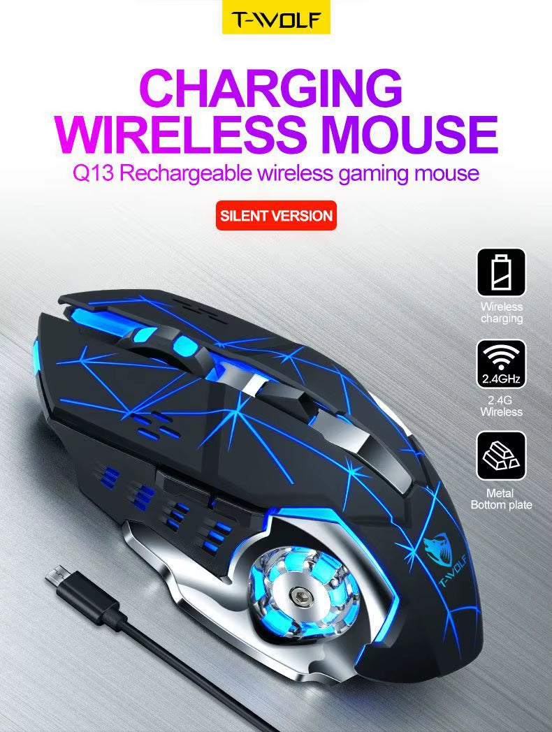 Gaming New Rechargeable Wireless Mouse Mute Office Game Laptop for Laptop PC