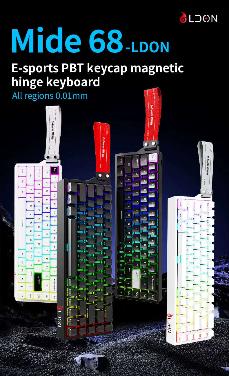 LDON 68 New Model RGB Wired Gaming Keyboard 8000Hz Magnetic Switch 68 Laser Keys for PC Desktop Mechanical Operation