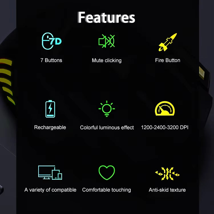 Top Seller Battery Rechargeable Logitech Four Control Game Mouse USB 7D Wireless Computer Optical Gaming Mouse