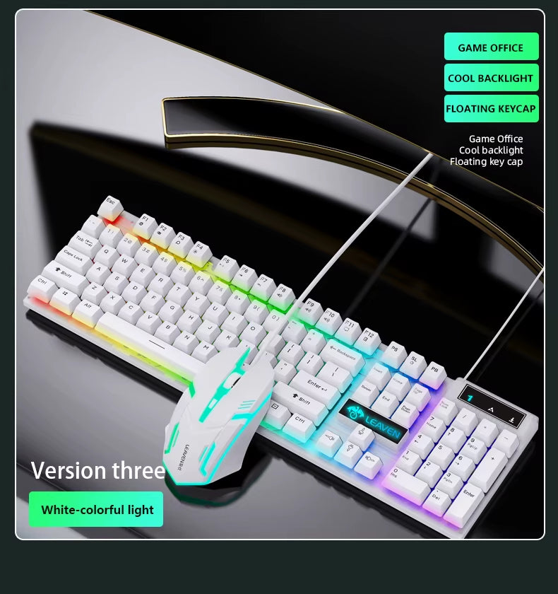 RGB Lighting Desktop Game Combo Set Home Mouse and Mechanical Keyboard with Wired Connection Keyboard and Mouse