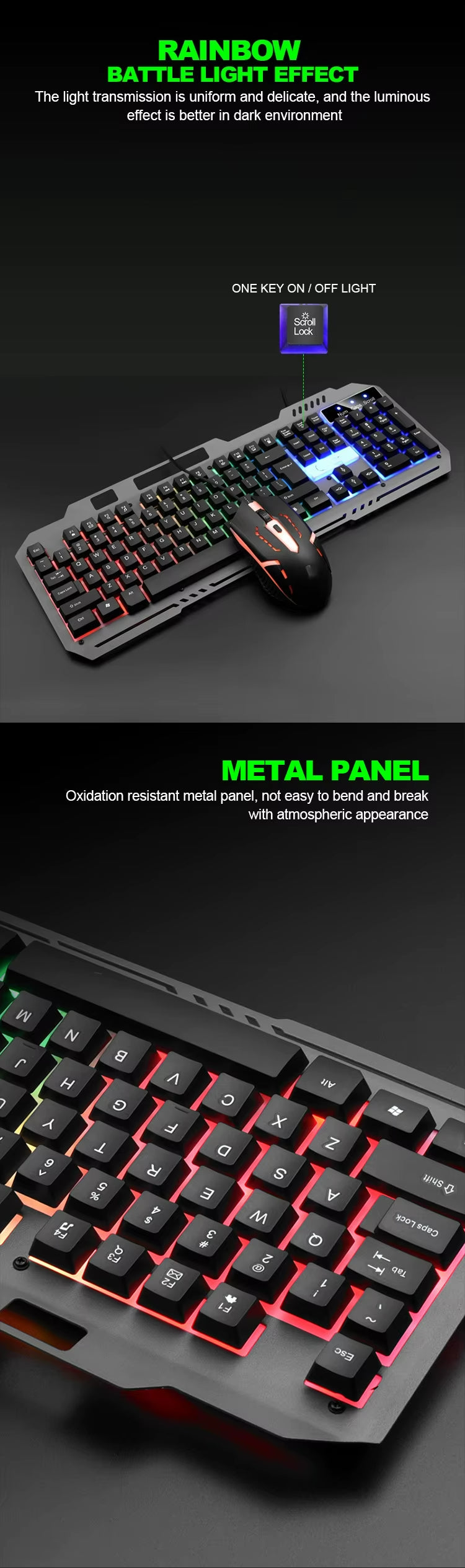 T25 Mechanical Feel Keyboard Esports Desktop Laptop Office Games Wired Metal Keyboard and Mouse Set