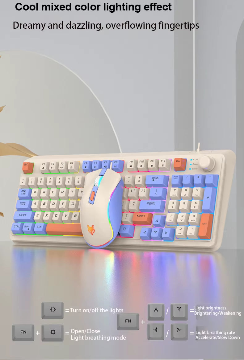 Wired E-sports Game Luminous Keyboard and Mouse Set Computer Office and Home Use