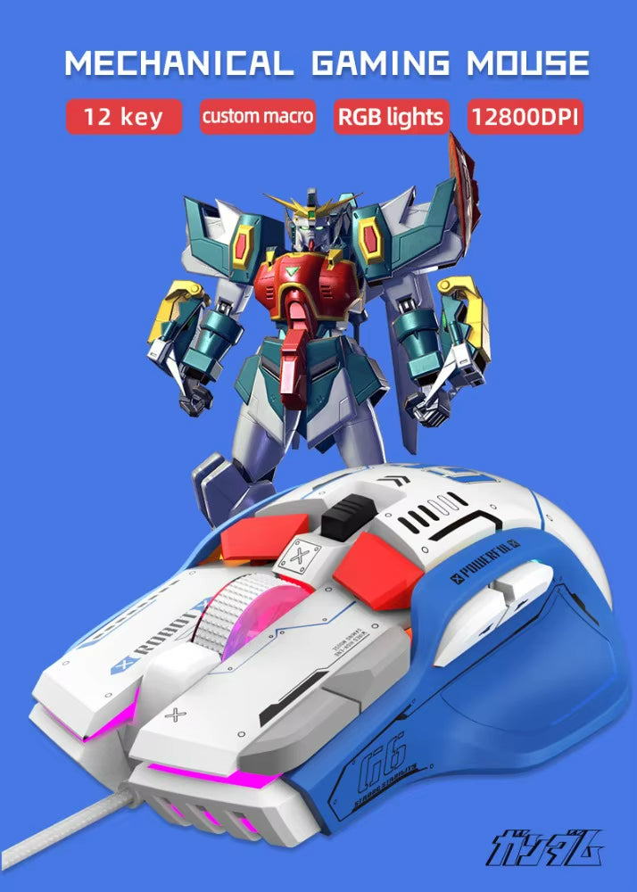 High Quality 12800 DPI USB Optical Ergonomic Wired RGB Programmable 6 Buttons Both Hands CE/FCC/RoHS Certified Game Mouse for PC