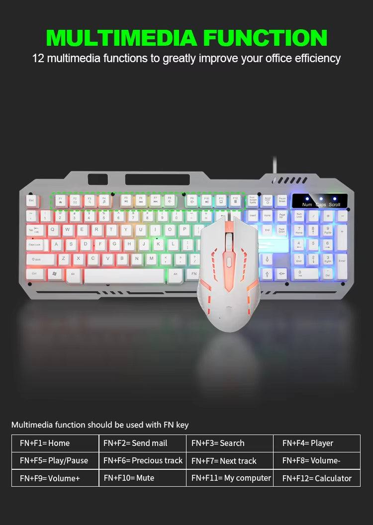 T25 Mechanical Feel Keyboard Esports Desktop Laptop Office Games Wired Metal Keyboard and Mouse Set