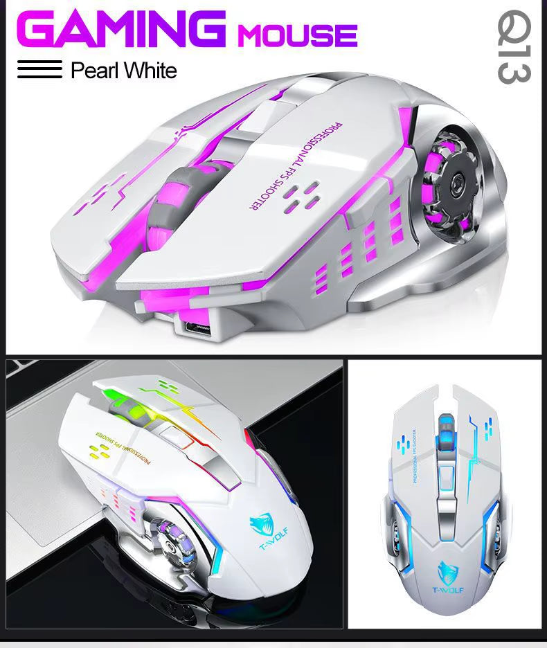 Gaming New Rechargeable Wireless Mouse Mute Office Game Laptop for Laptop PC