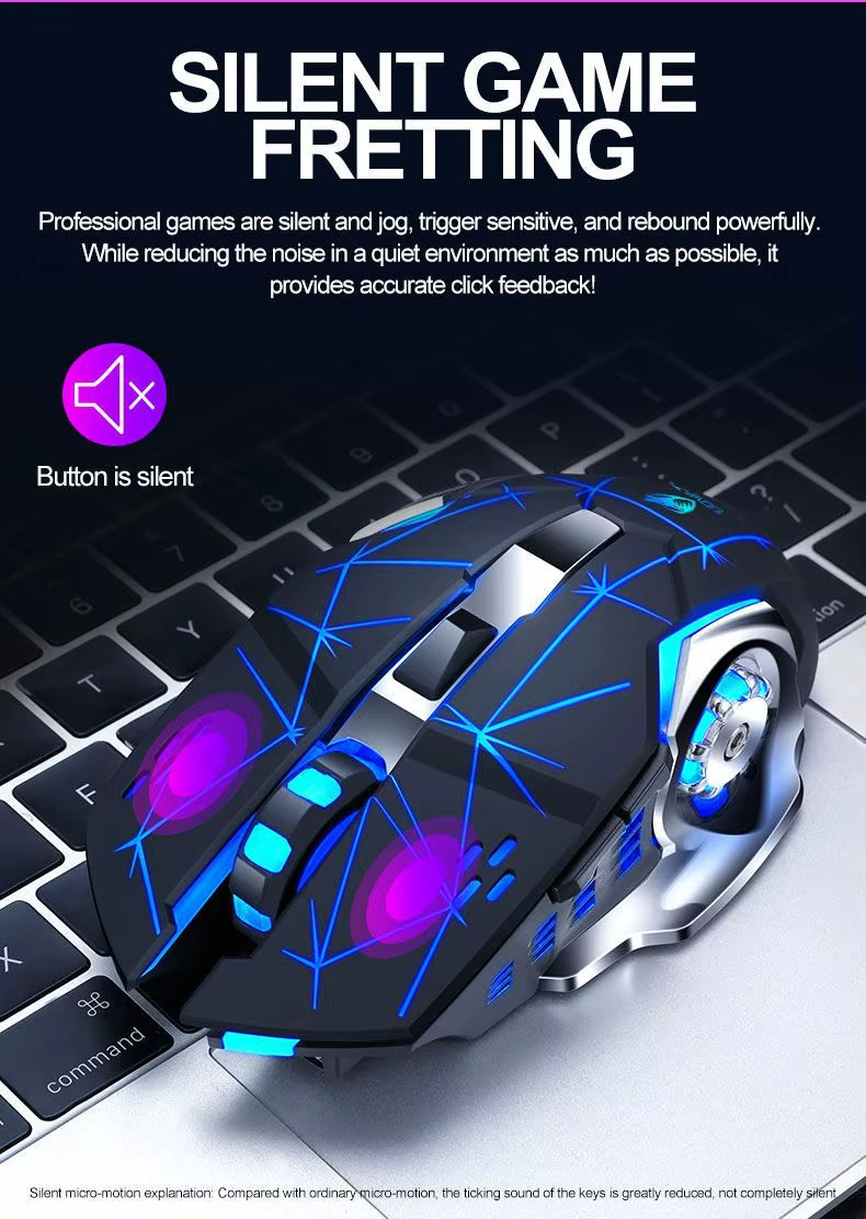 Gaming New Rechargeable Wireless Mouse Mute Office Game Laptop for Laptop PC