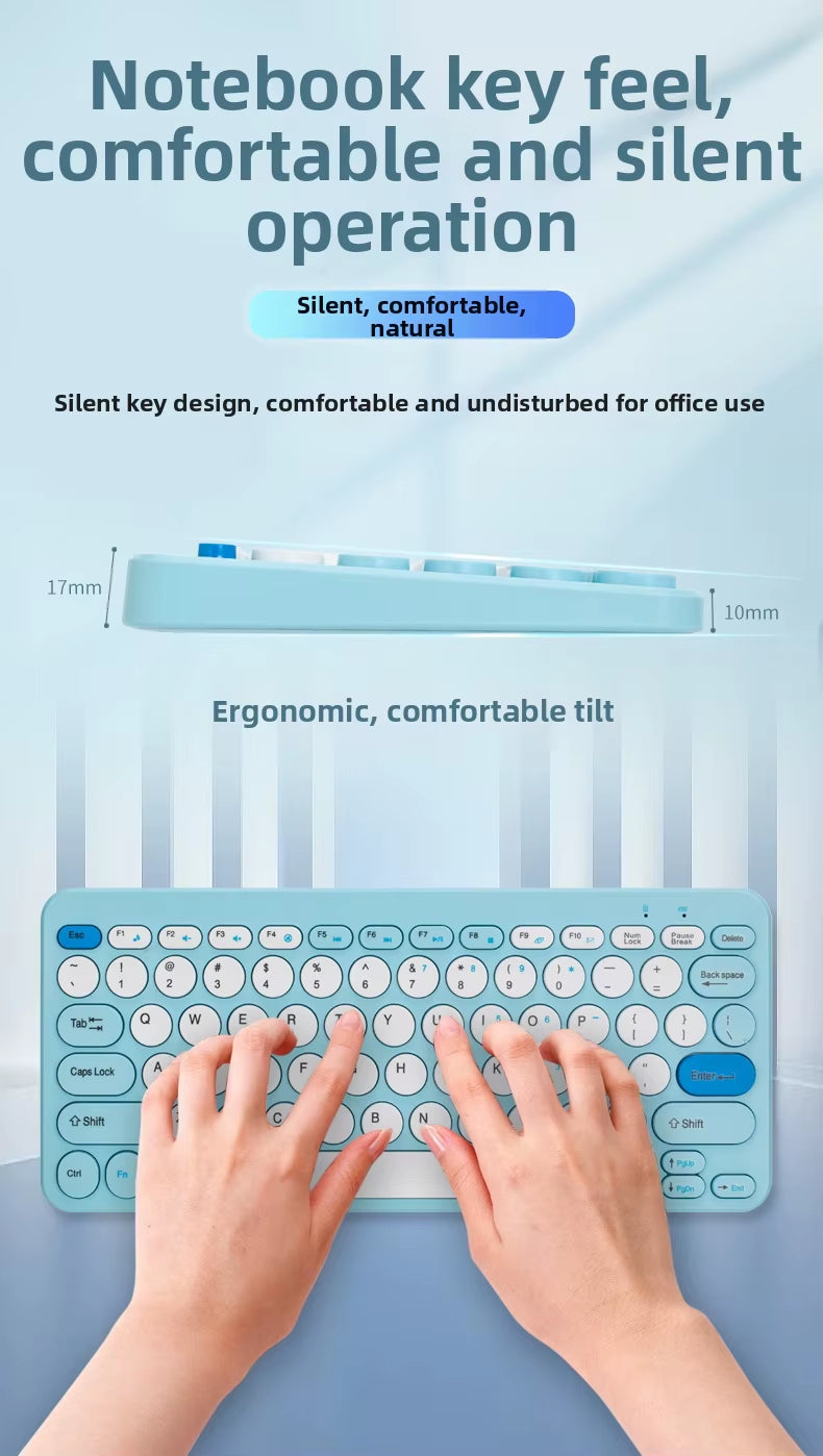 2.4G Mini Mechanical USB Wireless Keyboard Mouse Set Mute Button 78 Keys Ergonomic Design Compatible Mac Windows 1600dpi