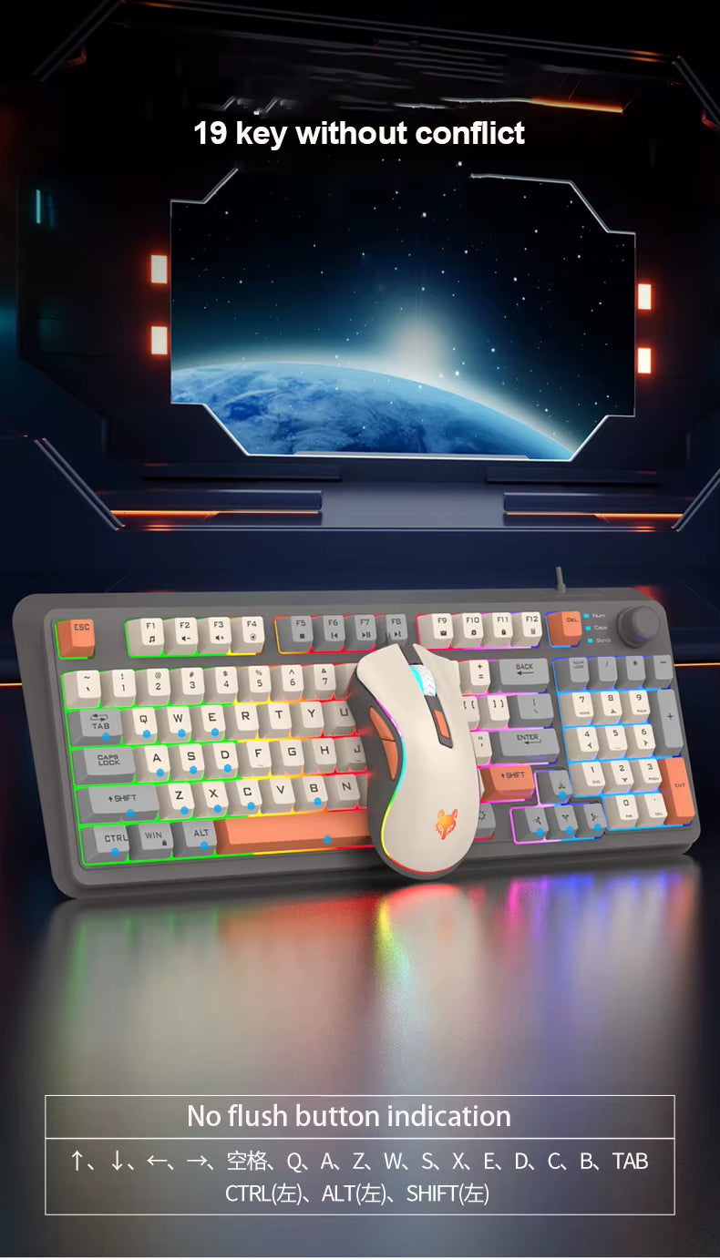 Wired E-sports Game Luminous Keyboard and Mouse Set Computer Office and Home Use