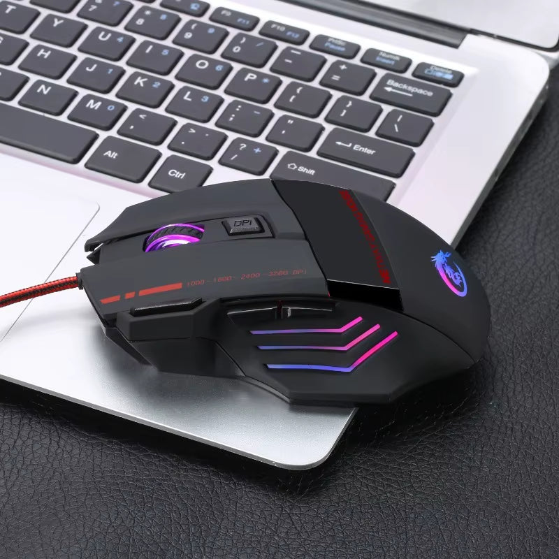 Professional High DPI 5500 LED Rainbow Light Gaming Mouse USB Wired Gaming Mice for Laptop Desktop Computer Gaming Mouse