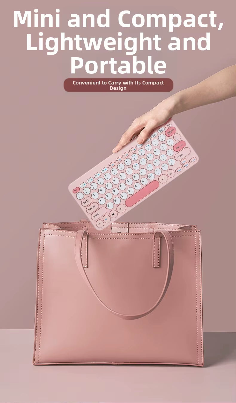 2.4G Mini Mechanical USB Wireless Keyboard Mouse Set Mute Button 78 Keys Ergonomic Design Compatible Mac Windows 1600dpi