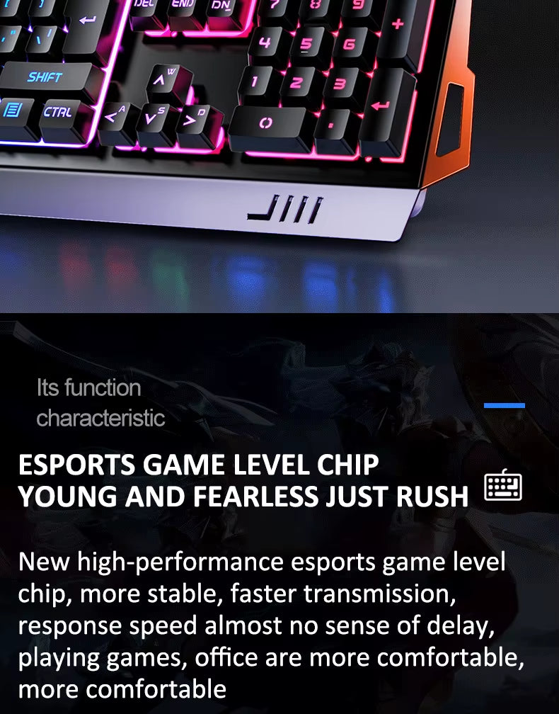 2025 New Arrivals Mechanical RGB Keyboard Mouse Headphone Combo Wired Desktop 104 Key Gaming Keyboard for Pc Computer case