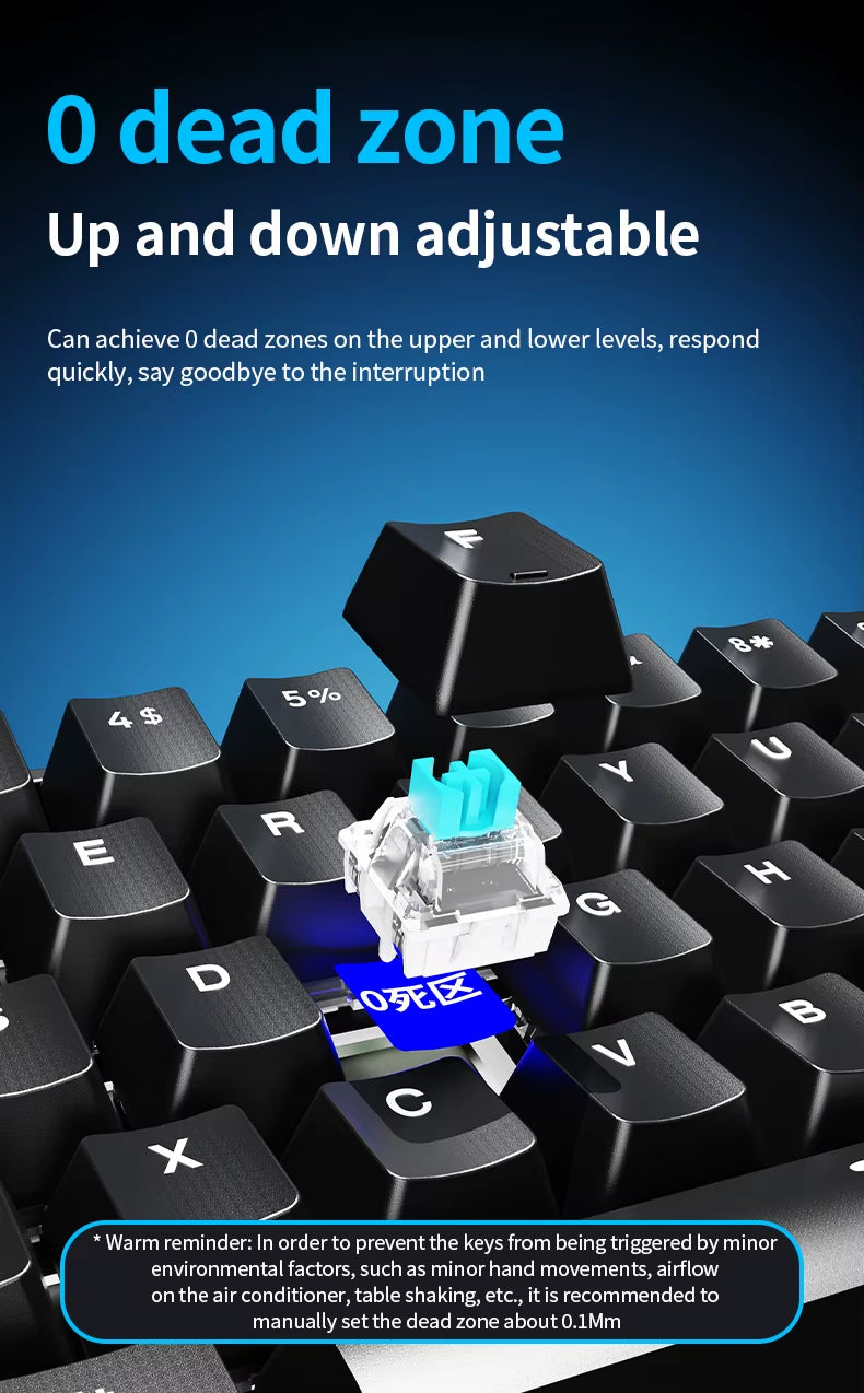 LDON 68 New Model RGB Wired Gaming Keyboard 8000Hz Magnetic Switch 68 Laser Keys for PC Desktop Mechanical Operation