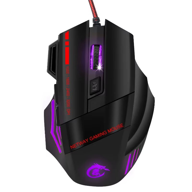 Professional High DPI 5500 LED Rainbow Light Gaming Mouse USB Wired Gaming Mice for Laptop Desktop Computer Gaming Mouse
