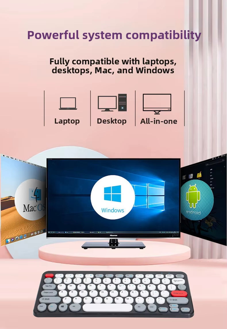 2.4G Mini Mechanical USB Wireless Keyboard Mouse Set Mute Button 78 Keys Ergonomic Design Compatible Mac Windows 1600dpi