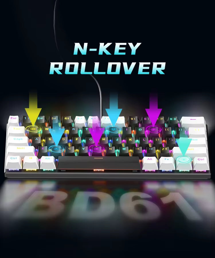 AMZ Hot Sale 60 Percent Mechanical Keyboard 60% Mini Portable Computer Compact Gamer Keyboard Blue Switch Gaming Keyboard BD61