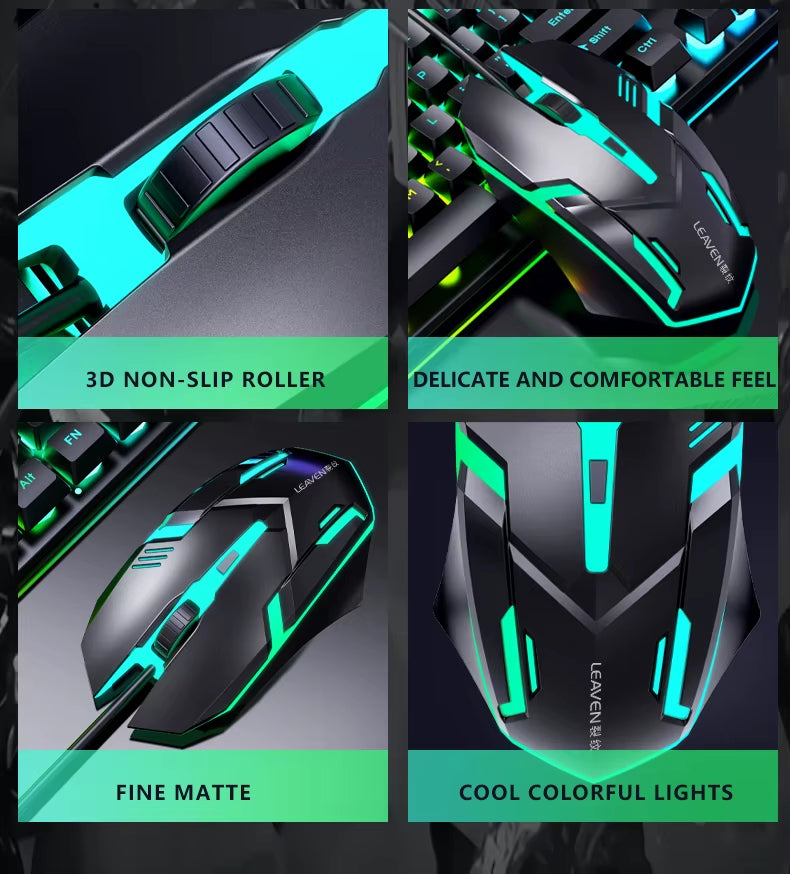 RGB Lighting Desktop Game Combo Set Home Mouse and Mechanical Keyboard with Wired Connection Keyboard and Mouse