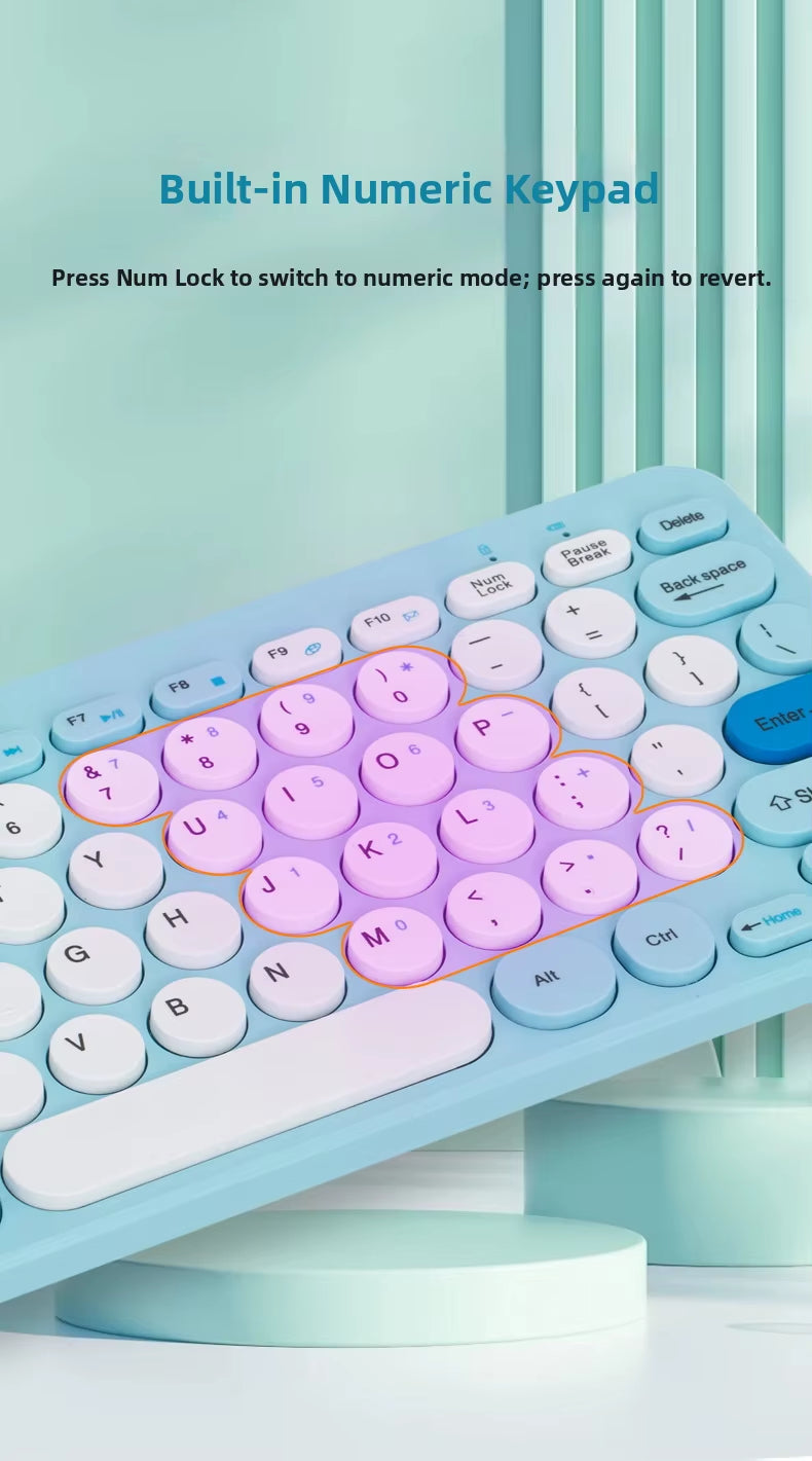 2.4G Mini Mechanical USB Wireless Keyboard Mouse Set Mute Button 78 Keys Ergonomic Design Compatible Mac Windows 1600dpi