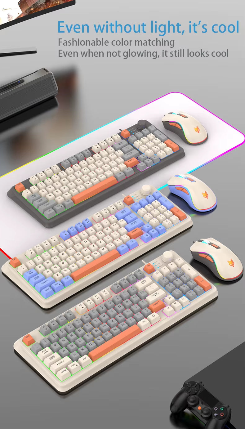 Wired E-sports Game Luminous Keyboard and Mouse Set Computer Office and Home Use