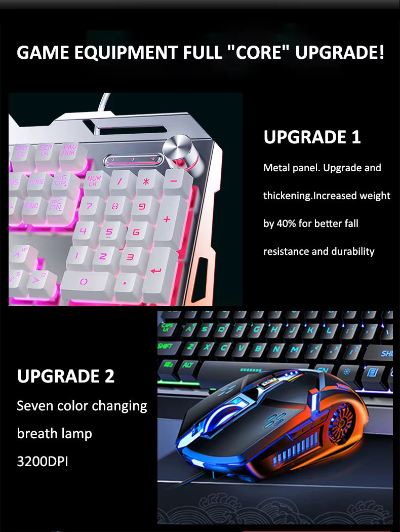 2025 New Arrivals Mechanical RGB Keyboard Mouse Headphone Combo Wired Desktop 104 Key Gaming Keyboard for Pc Computer case