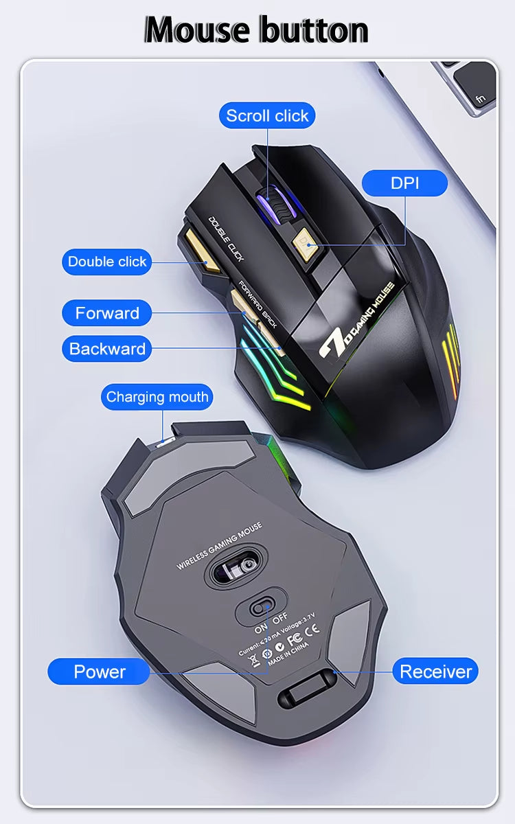 Top Seller Battery Rechargeable Logitech Four Control Game Mouse USB 7D Wireless Computer Optical Gaming Mouse