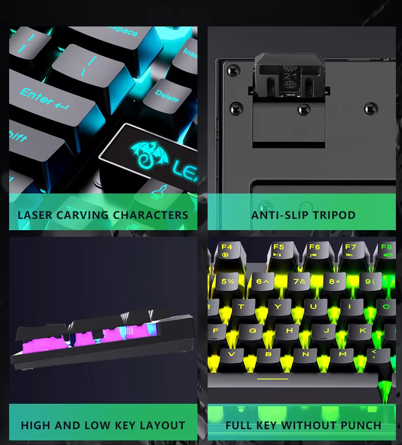 RGB Lighting Desktop Game Combo Set Home Mouse and Mechanical Keyboard with Wired Connection Keyboard and Mouse