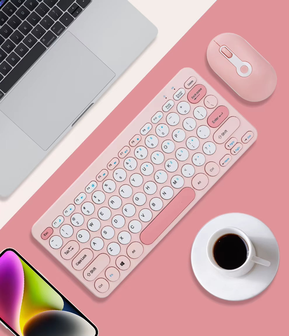 2.4G Mini Mechanical USB Wireless Keyboard Mouse Set Mute Button 78 Keys Ergonomic Design Compatible Mac Windows 1600dpi