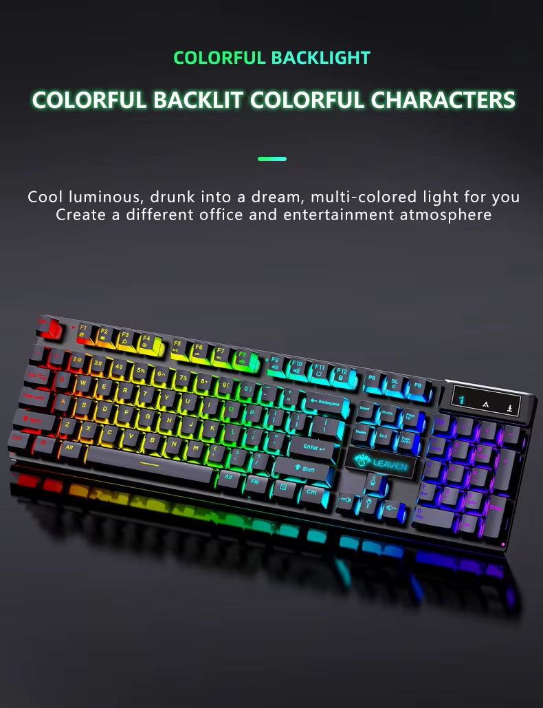RGB Lighting Desktop Game Combo Set Home Mouse and Mechanical Keyboard with Wired Connection Keyboard and Mouse