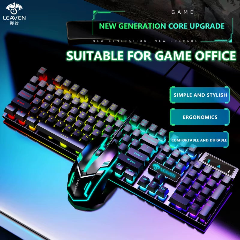 RGB Lighting Desktop Game Combo Set Home Mouse and Mechanical Keyboard with Wired Connection Keyboard and Mouse