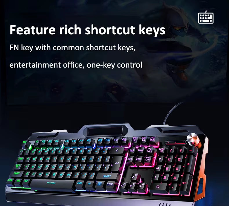 2025 New Arrivals Mechanical RGB Keyboard Mouse Headphone Combo Wired Desktop 104 Key Gaming Keyboard for Pc Computer case