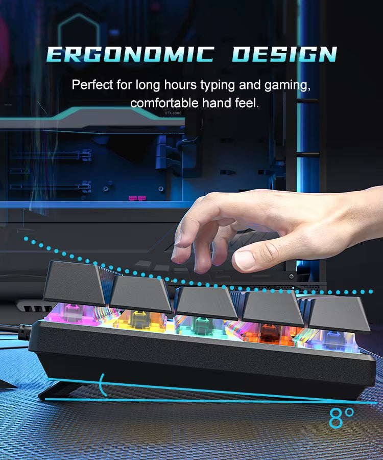 AMZ Hot Sale 60 Percent Mechanical Keyboard 60% Mini Portable Computer Compact Gamer Keyboard Blue Switch Gaming Keyboard BD61