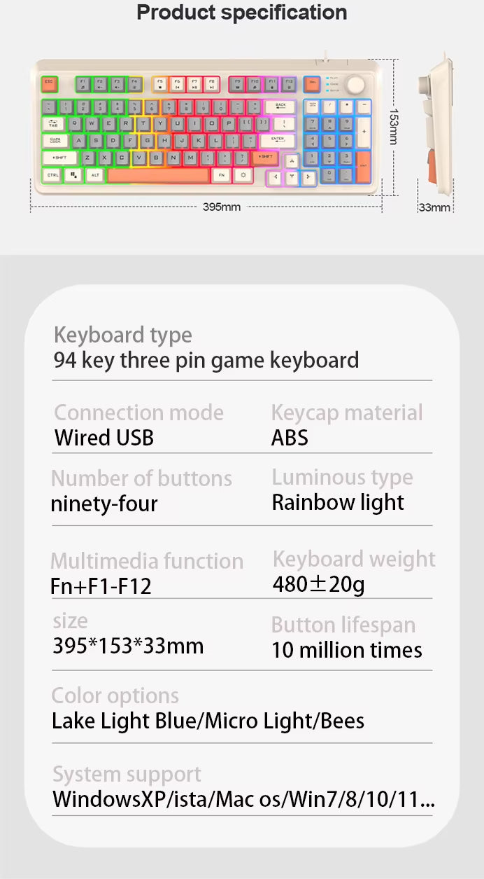 Wired E-sports Game Luminous Keyboard and Mouse Set Computer Office and Home Use