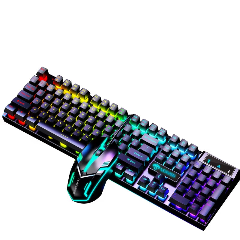 RGB Lighting Desktop Game Combo Set Home Mouse and Mechanical Keyboard with Wired Connection Keyboard and Mouse