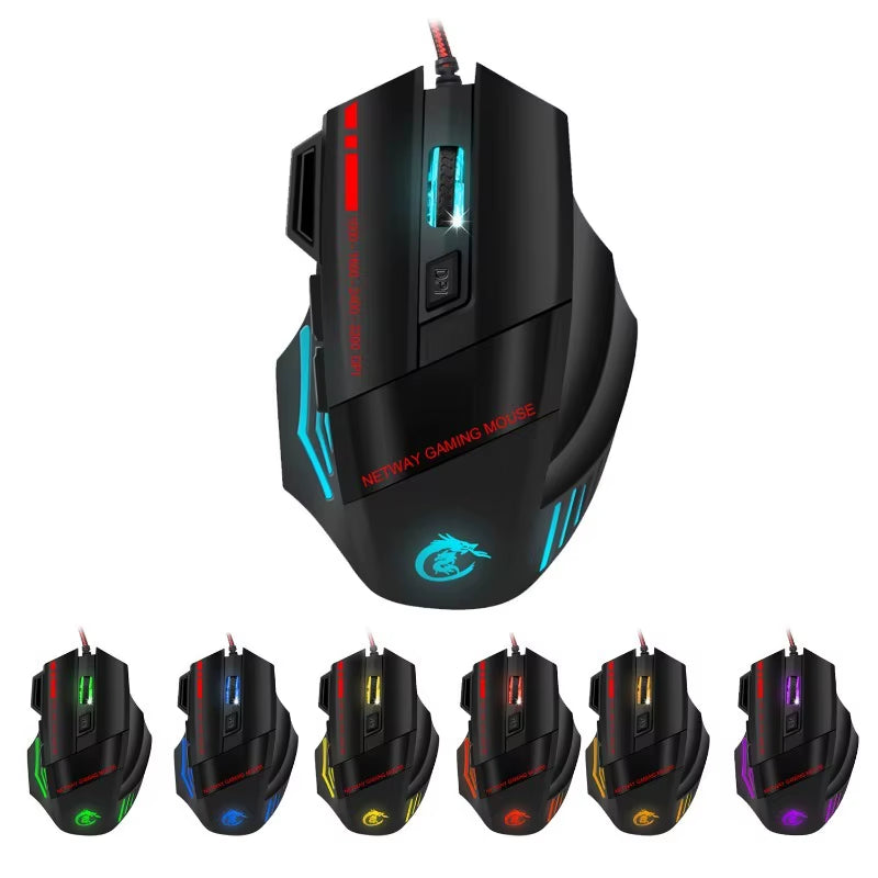 Professional High DPI 5500 LED Rainbow Light Gaming Mouse USB Wired Gaming Mice for Laptop Desktop Computer Gaming Mouse
