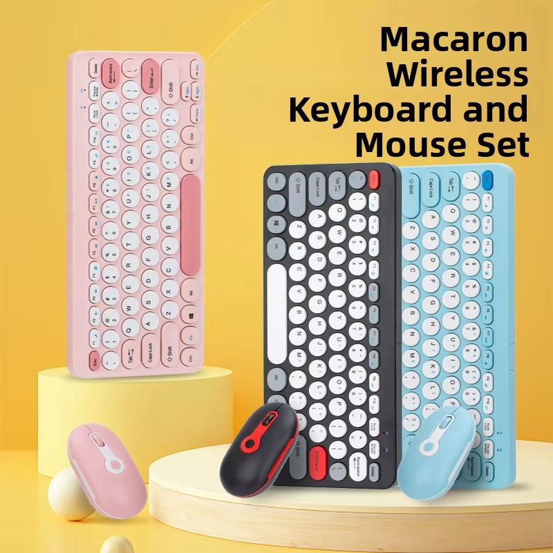 2.4G Mini Mechanical USB Wireless Keyboard Mouse Set Mute Button 78 Keys Ergonomic Design Compatible Mac Windows 1600dpi