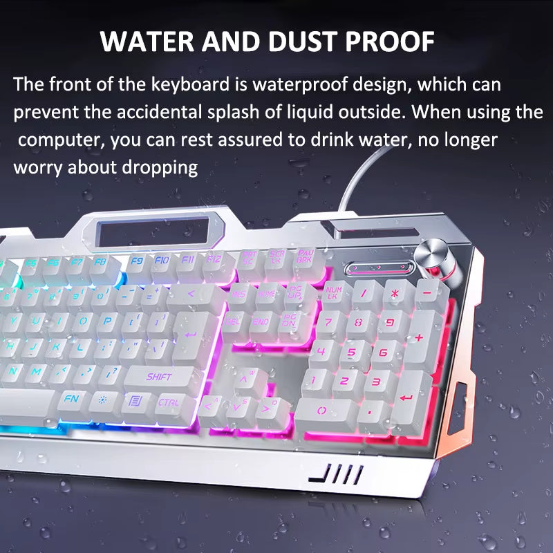2025 New Arrivals Mechanical RGB Keyboard Mouse Headphone Combo Wired Desktop 104 Key Gaming Keyboard for Pc Computer case