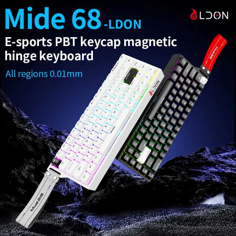 LDON 68 New Model RGB Wired Gaming Keyboard 8000Hz Magnetic Switch 68 Laser Keys for PC Desktop Mechanical Operation