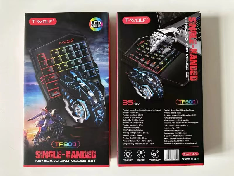 2025 New Product TWOLF TF900 Mechanical Gaming Wired Single Keyboard and Mouse with Converter for Phone Eat Chicken Game