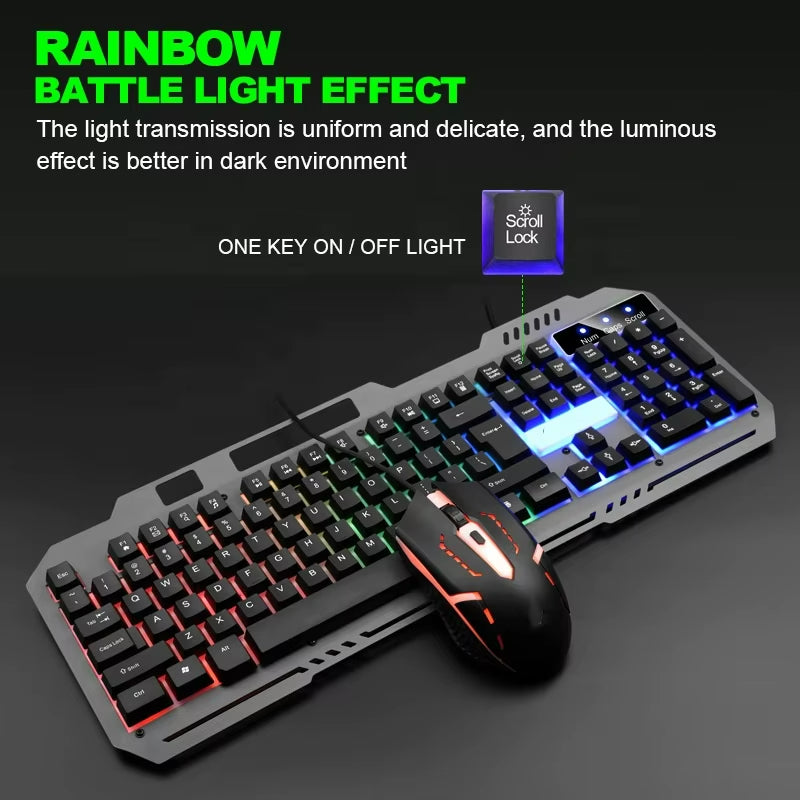 T25 Mechanical Feel Keyboard Esports Desktop Laptop Office Games Wired Metal Keyboard and Mouse Set