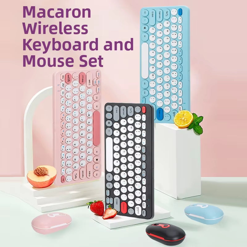 2.4G Mini Mechanical USB Wireless Keyboard Mouse Set Mute Button 78 Keys Ergonomic Design Compatible Mac Windows 1600dpi