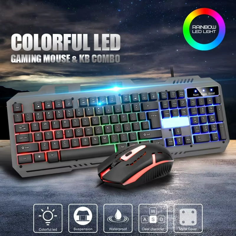 T25 Mechanical Feel Keyboard Esports Desktop Laptop Office Games Wired Metal Keyboard and Mouse Set