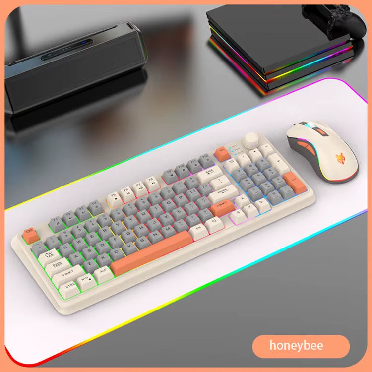Wired E-sports Game Luminous Keyboard and Mouse Set Computer Office and Home Use