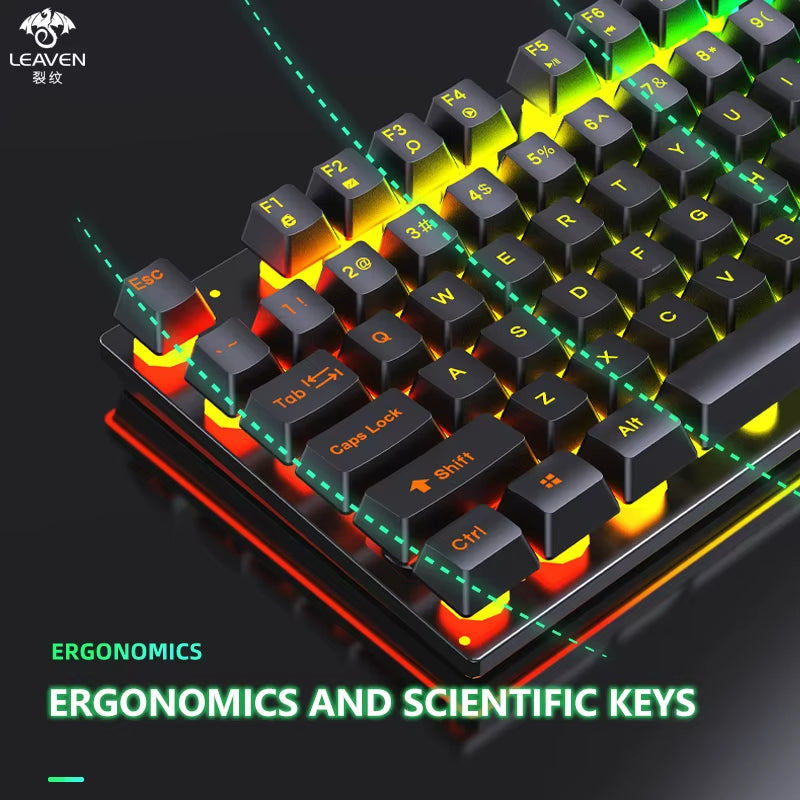 RGB Lighting Desktop Game Combo Set Home Mouse and Mechanical Keyboard with Wired Connection Keyboard and Mouse