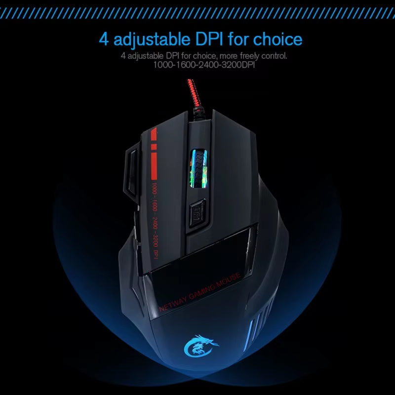 Professional High DPI 5500 LED Rainbow Light Gaming Mouse USB Wired Gaming Mice for Laptop Desktop Computer Gaming Mouse