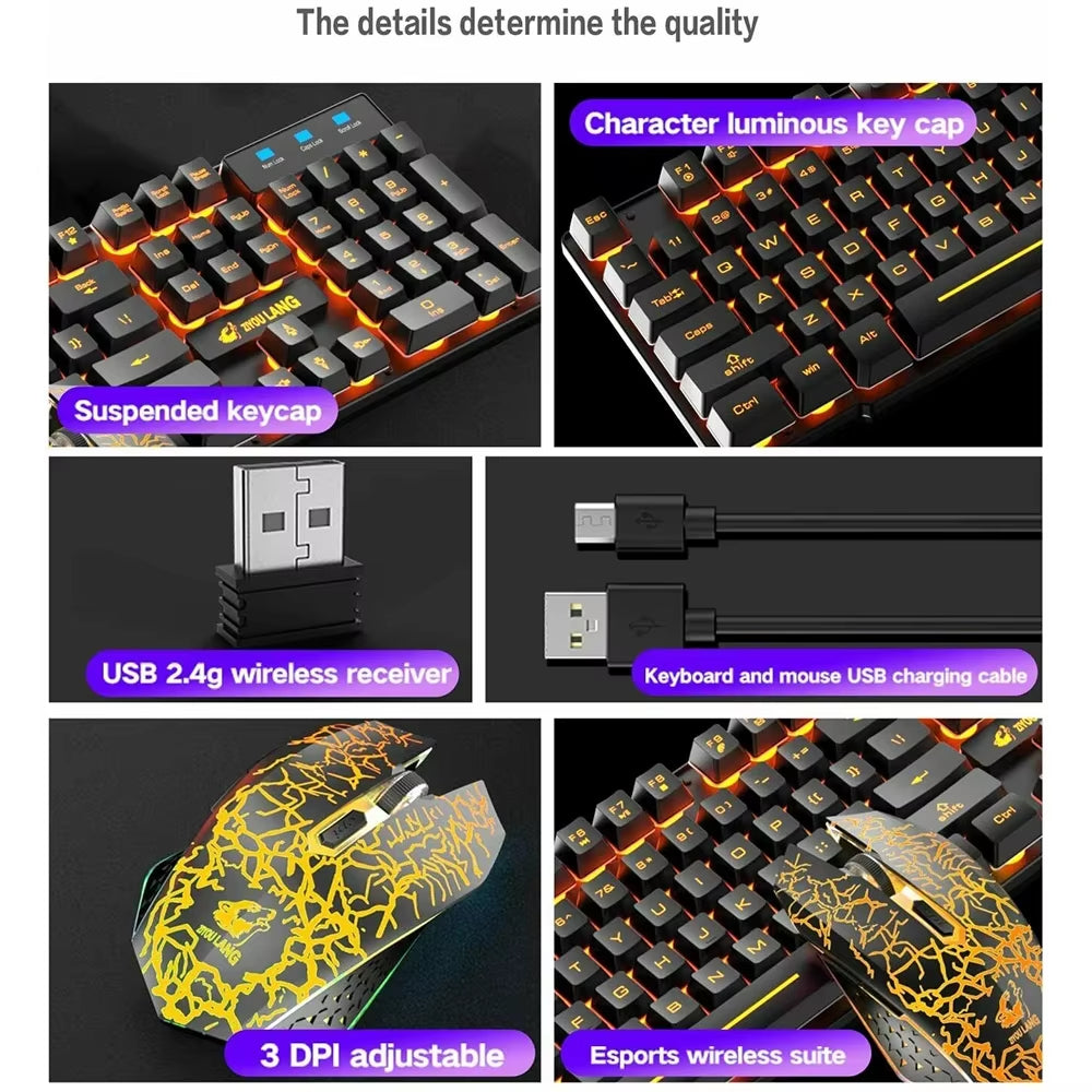 RGB Lighting Desktop Game Combo Set Home Mouse and Mechanical Keyboard with Wired Connection Keyboard and Mouse