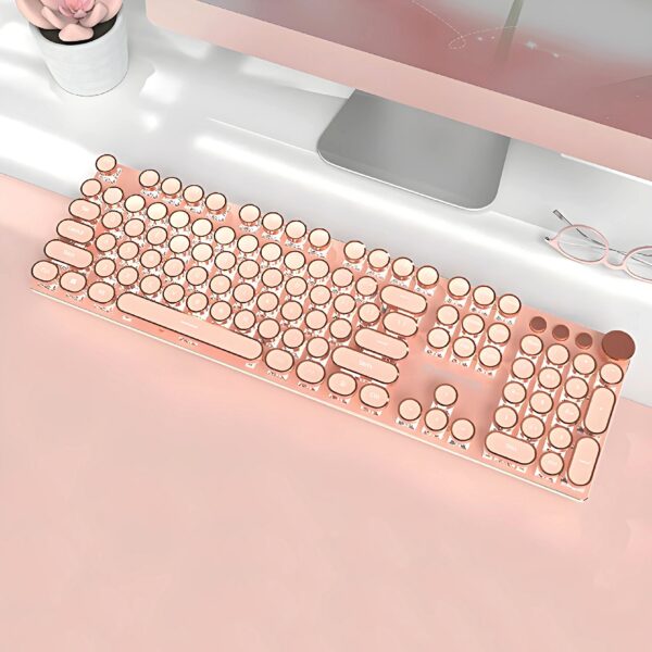 Retro Typewriter Bluetooth Keyboard 2S – Milk Tea Cream