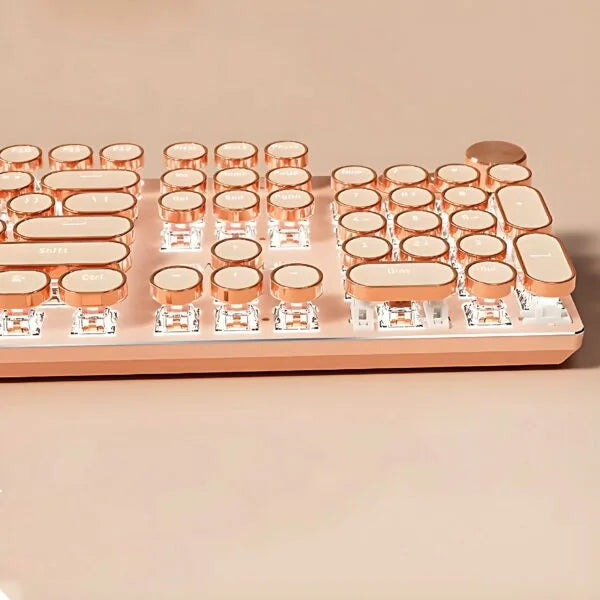Retro Typewriter Wired Keyboard and Mouse Set 2S – Milk Tea Cream